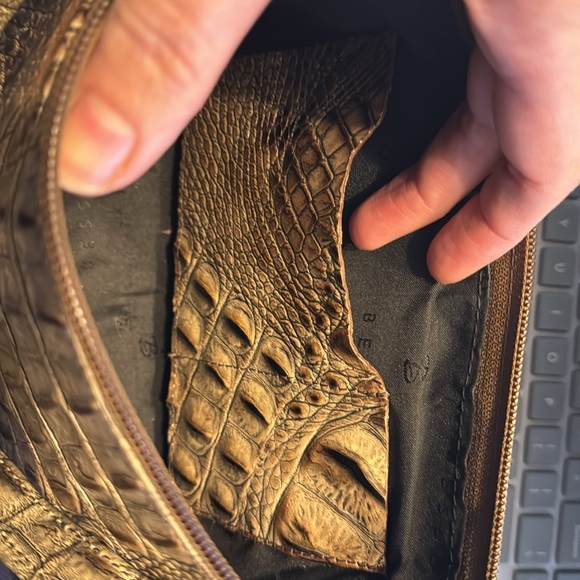 Besso Brown Leather Shoulder Bag Croc Embossed - Picture 6 of 8